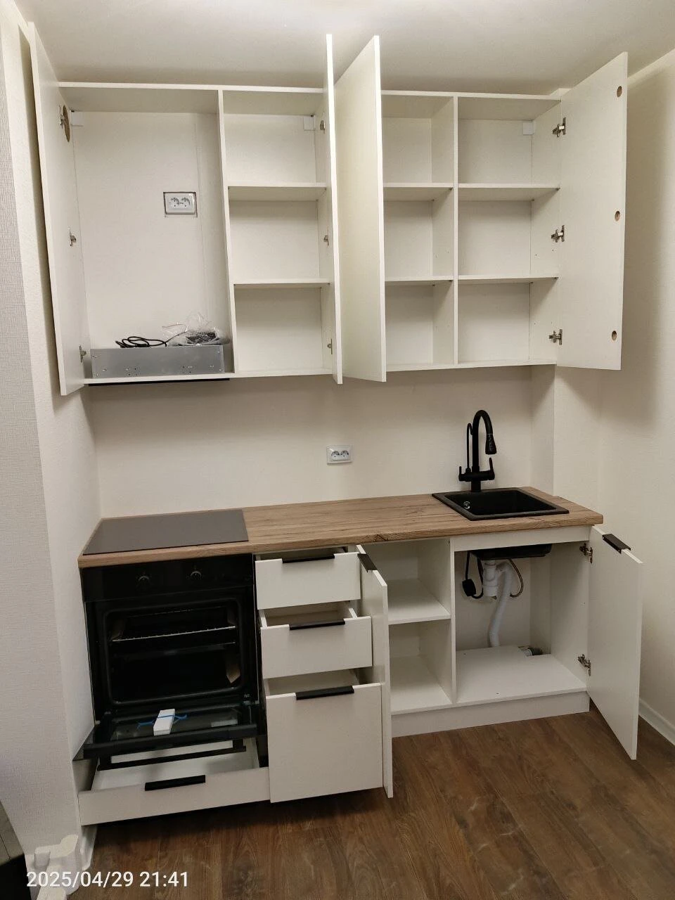 Кухня Homa МК стиль 200x60x25 см, ЛДСП, Белый шагрень, МК стиль, столешница 38 мм