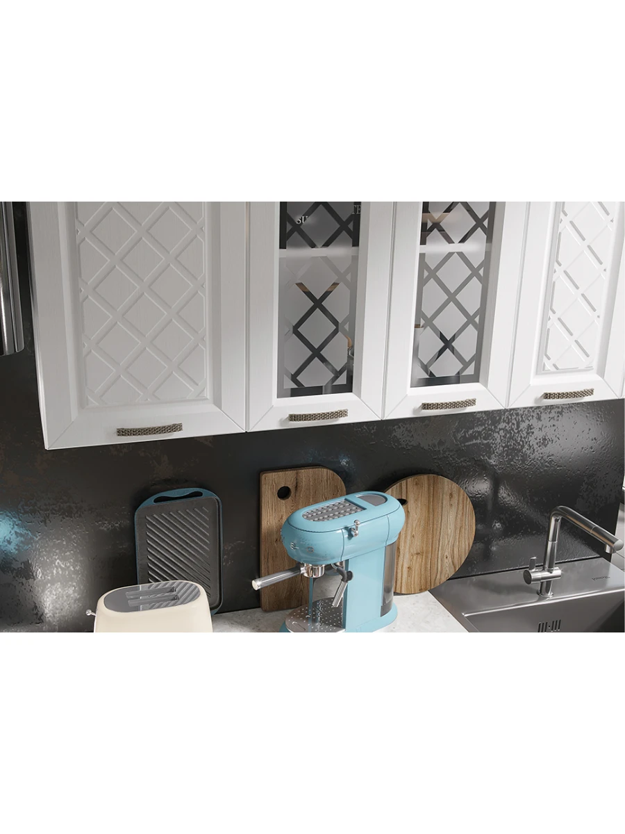 Кухонный гарнитур Агава без столешницы, длина 160 см, цвет Акация белая/Сапфир
