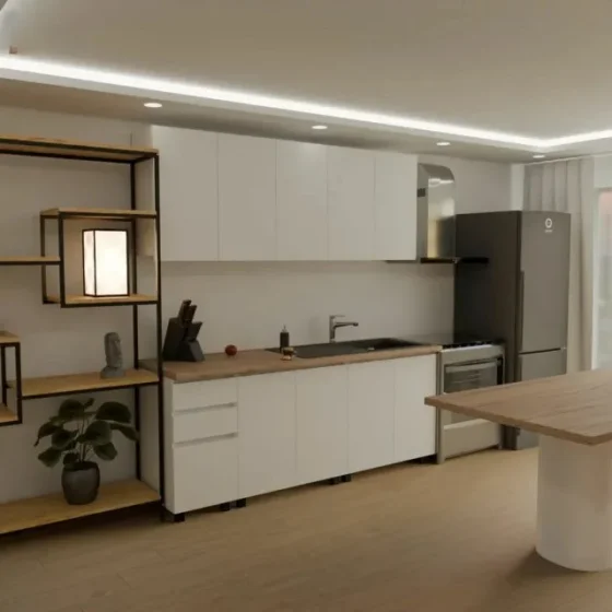 Кухонный гарнитур (кухня)Честер 2.0 Белый/Белый , столешница Дуб кера 38 мм 2000х2178х600 мебельный РАЙ